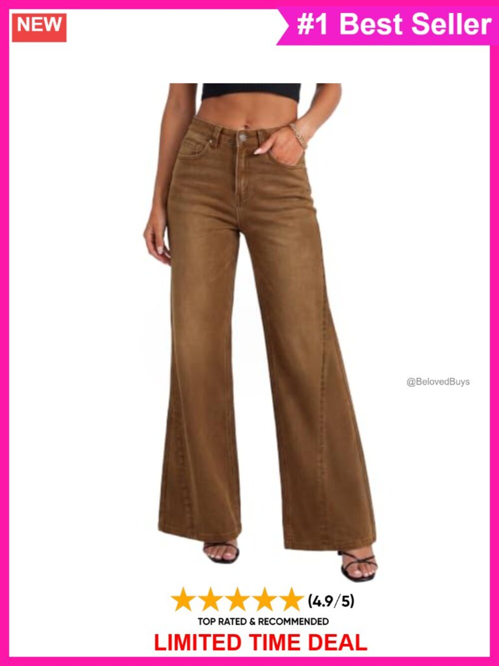 Wide Leg High Waisted Baggy Stretch Denim Jeans Flare 90s Y2K